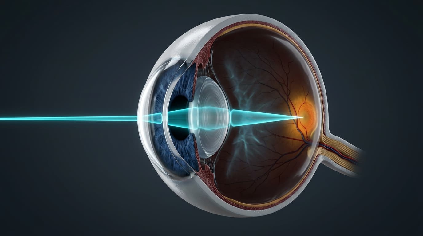Ocular Anatomy & Visual Optics 3D: Geometric Refraction, Crystalline Lens Accommodation, Myopia & Glaucoma