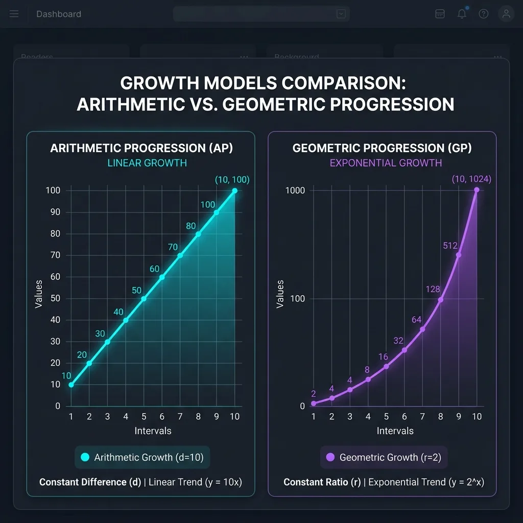 Arithmetic vs Geometric Progression Growth Curves